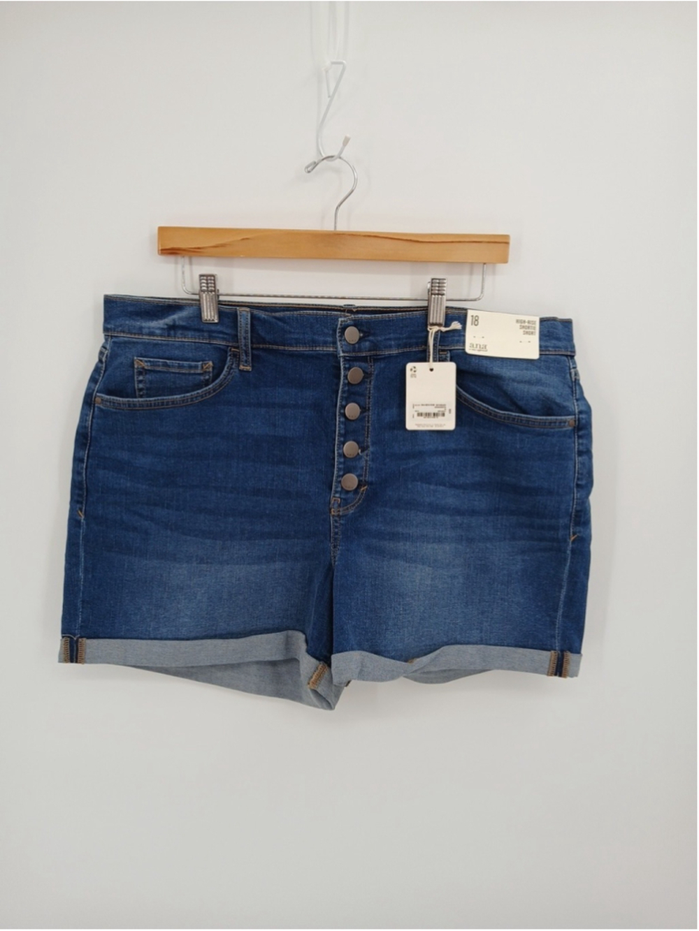 New a.n.a. Womens High-Rise Shortie Jean Shorts 3.5" Inseam Size 18